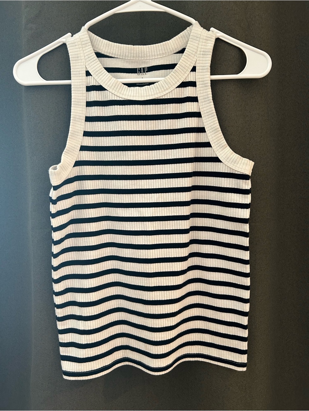 GAP Black & White Striped Ribbed Tank